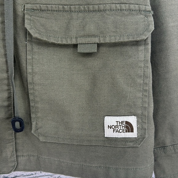 TNF Urban Utility Flannel-Lined Cargo Military Jacket Army Green SMALL EUC! - Picture 2 of 8